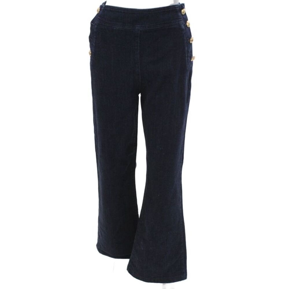 Luisa Spagnoli Women Flared Jeans Blue Cotton Solid Size 40